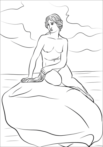 The Little Mermaid Statue In Copenhagen Coloring Page